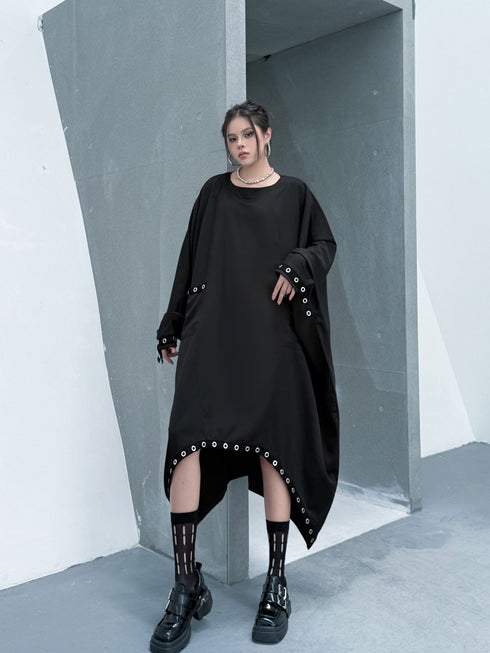 Eyelet Draped Oversized Dress
